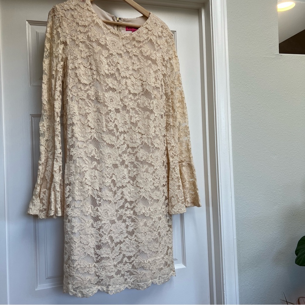 Betsey Johnson Bell Sleeve Lace Shift Dress